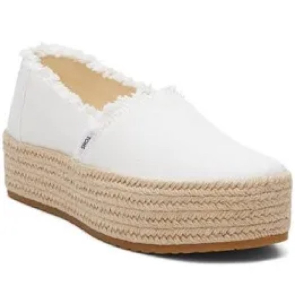 Toms White Platform Espadrilles